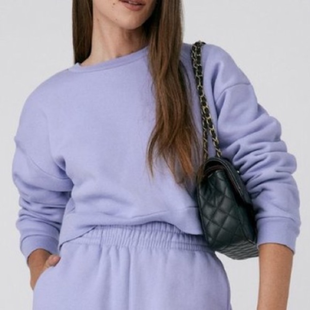 Reformation Hunter Classic Cropped Sweatshirt in Lavender Size M